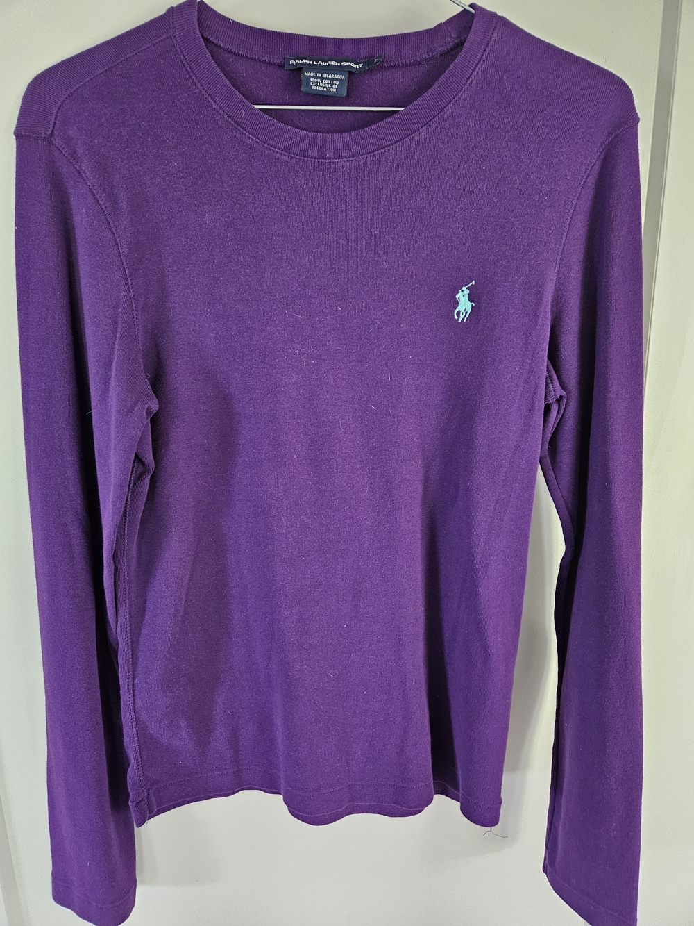 Ralph Lauren Purple Long Sleeve Crewneck with Mint Polo Pony